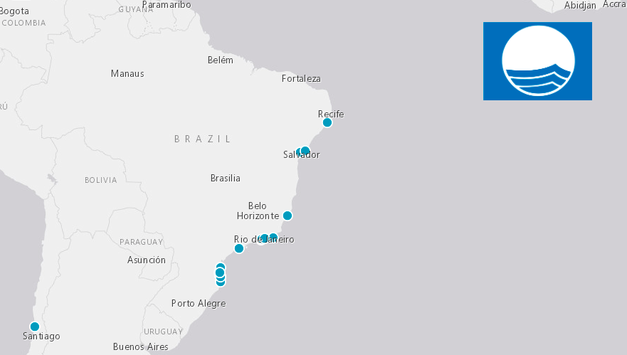 Mapa das praias brasileiras com o selo